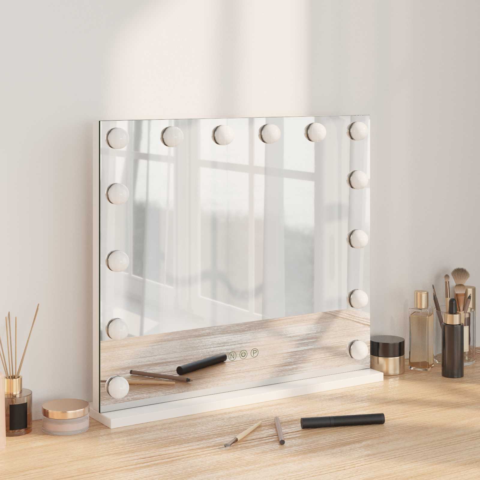 vidaXL Oglindă LED pentru Vanity Alb 50 x 10 x 44 cm Sticlă și Oțel