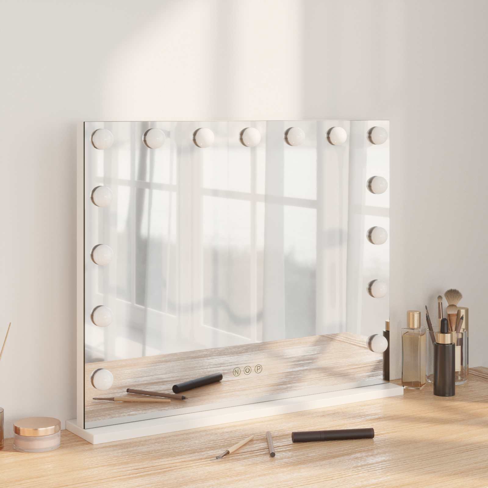 vidaXL Oglindă LED pentru Vanity Alb 58 x 10 x 47 cm Sticlă și Oțel