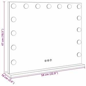 LED zrcadlo na toaletní stůl Bílý 58 x 10 x 47 cm Sklo a ocel - obrázek 11