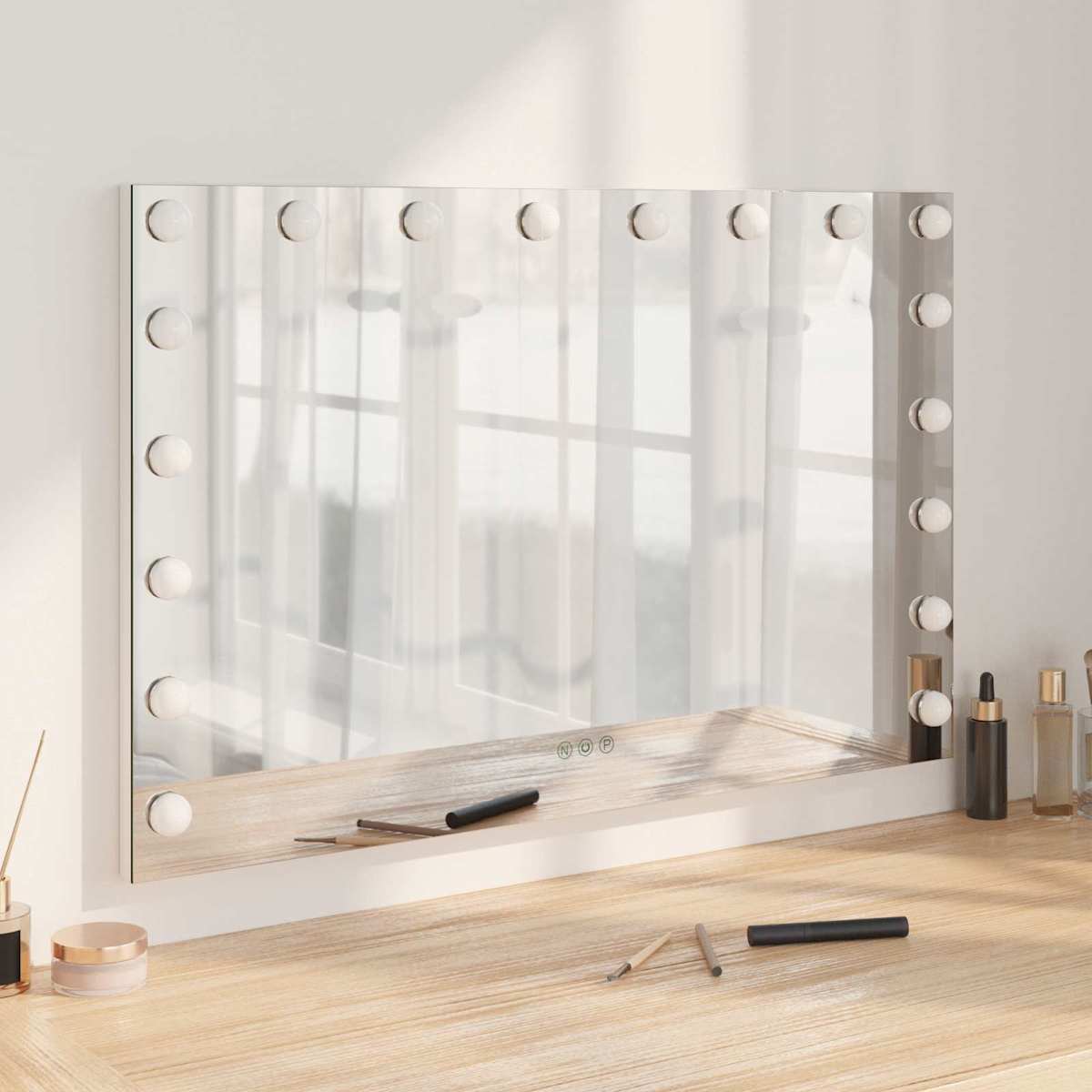 LED Makeup Spejl Hvid Glas og Stål