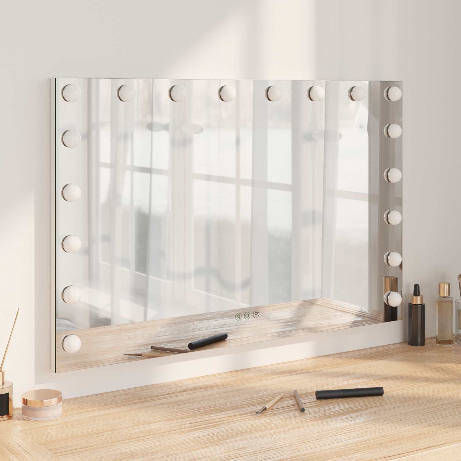 vidaXL Oglindă LED pentru Vanity Alb 80 x 10 x 52,5 cm Sticlă și Oțel