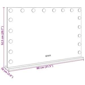 LED zrcadlo na toaletní stůl Bílý 80 x 10 x 52,5 cm Sklo a ocel - obrázek 10