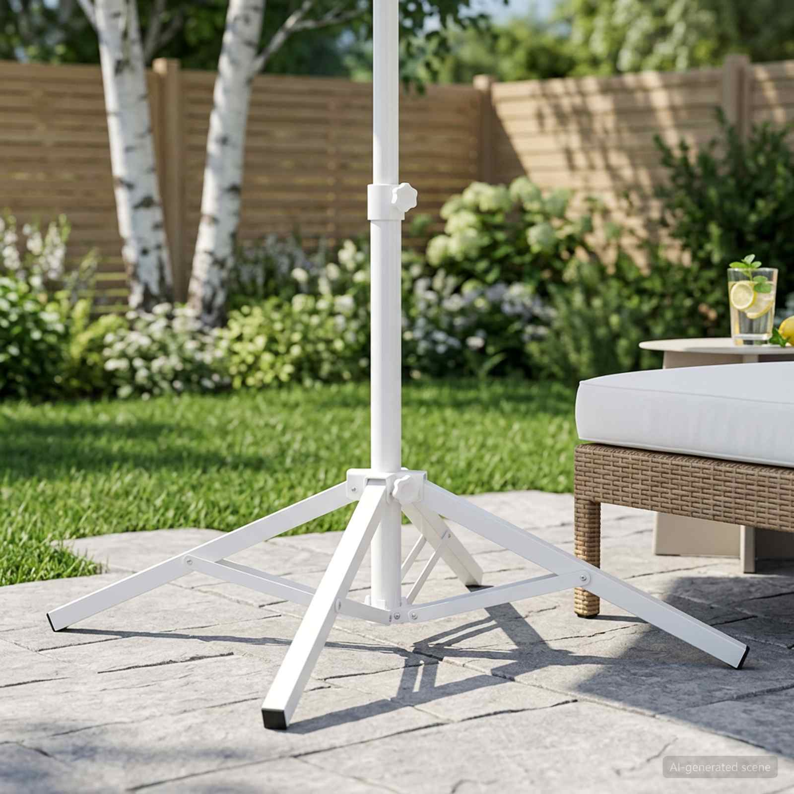 vidaXL Trepied pentru Parasol Alb Oțel pentru 25-32 mm Stâlp