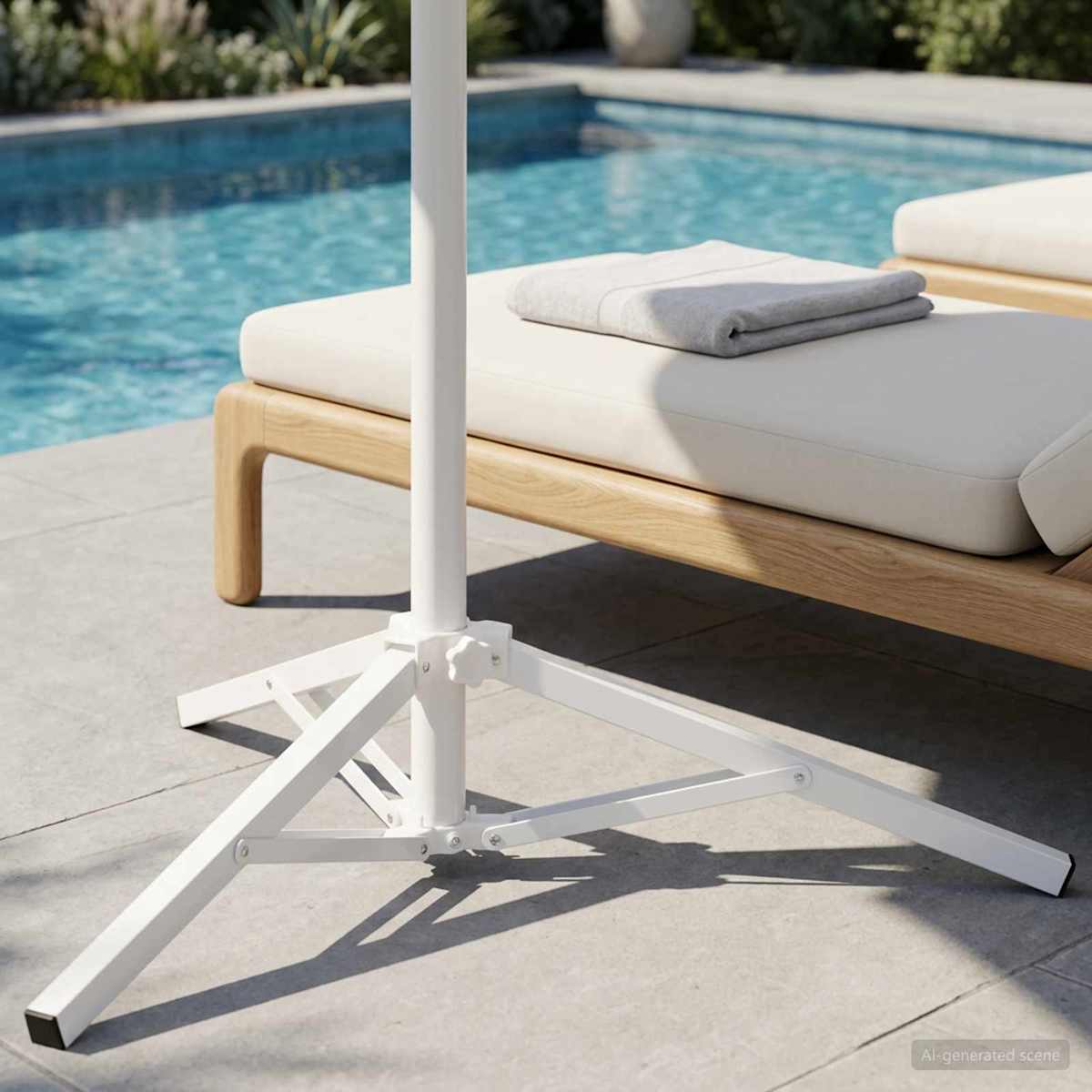 Parasol Stativ Hvid Stål for 25-32 mm Pole - Billede 5