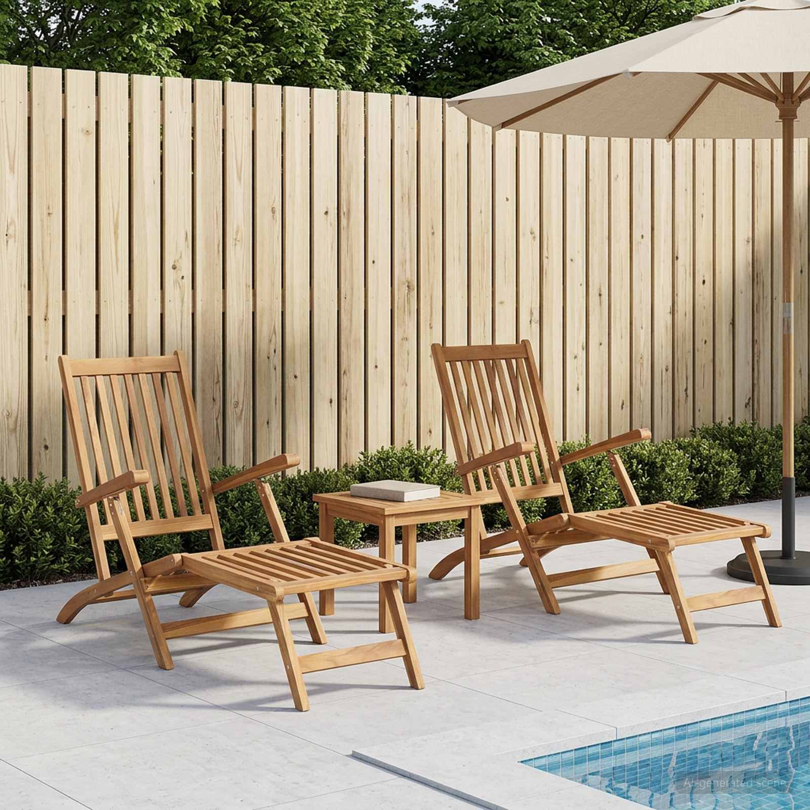 Vouwdeckstoel 2 pcs Naturel Massief Teakhout image 1