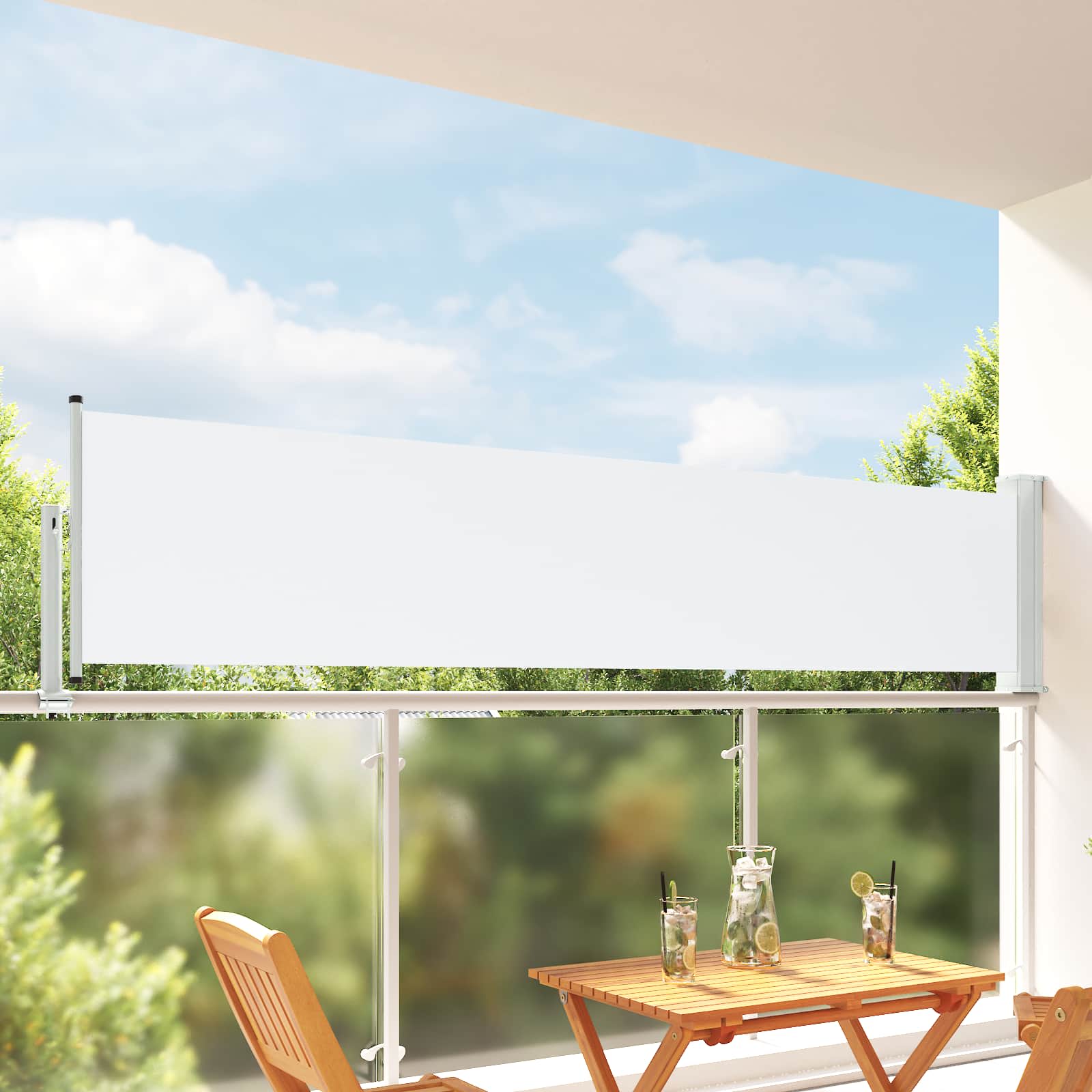 vidaXL Awning lateral 100% poliester, fier, oțel