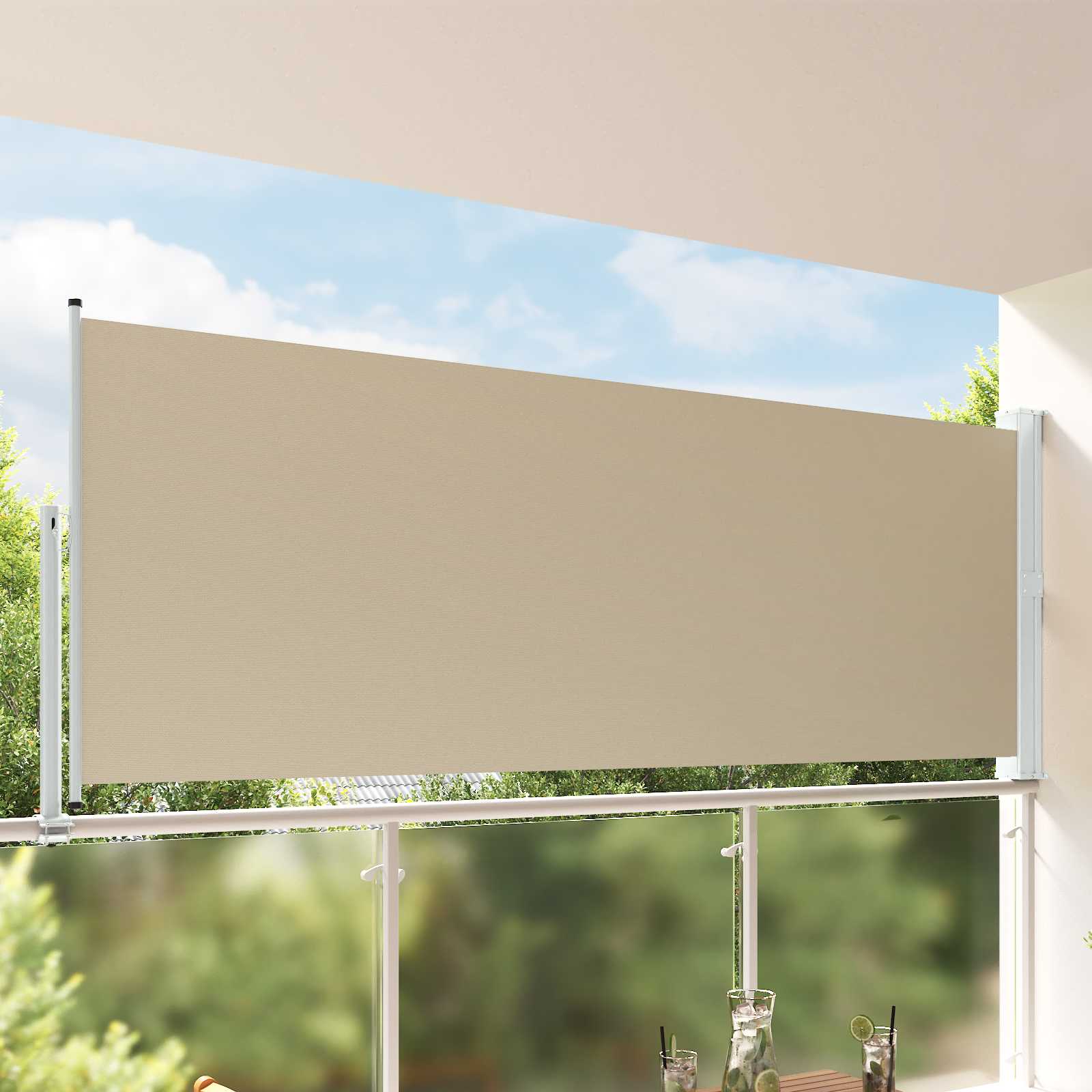 vidaXL Awning lateral 100% poliester, fier, oțel