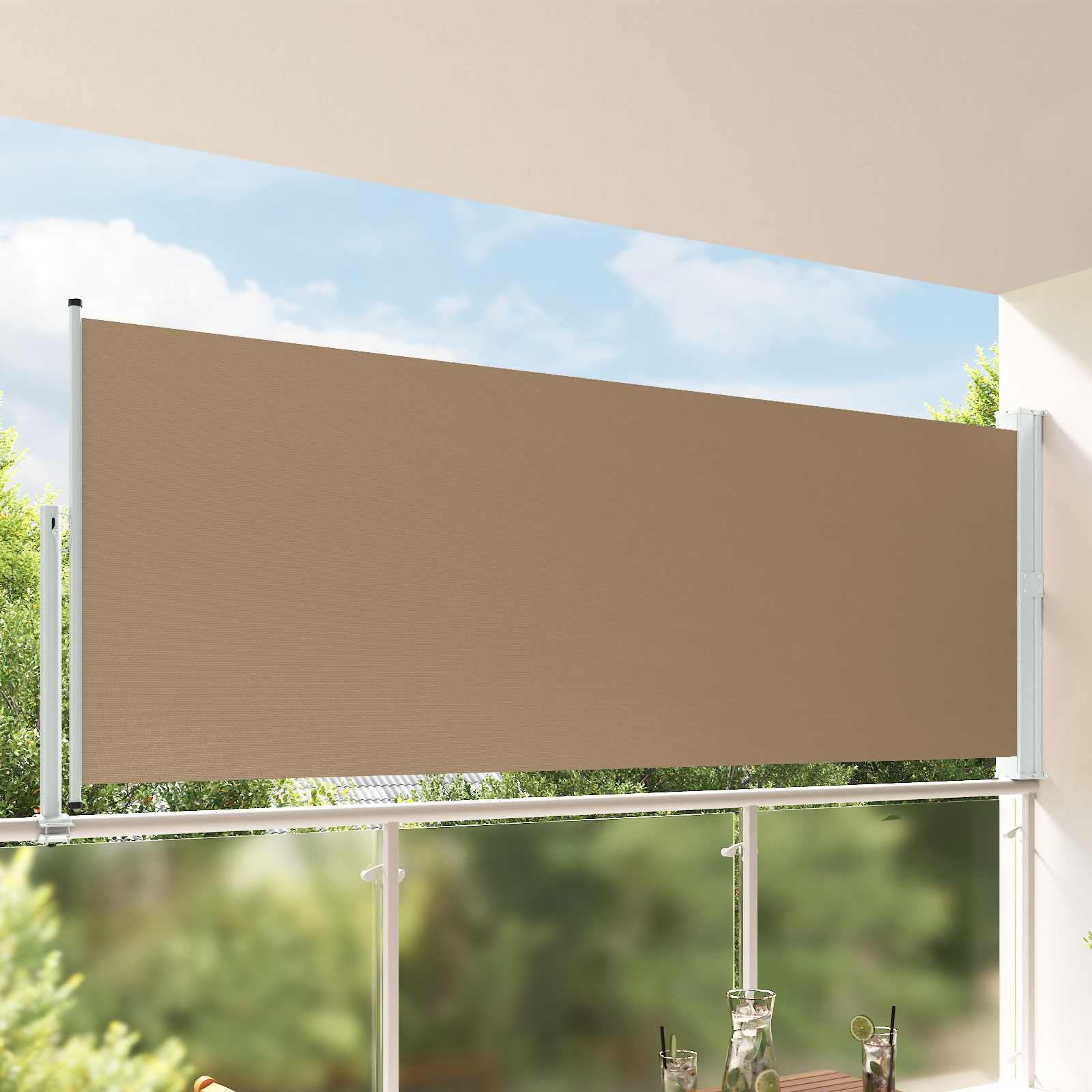 vidaXL Awning lateral 100% poliester, fier, oțel