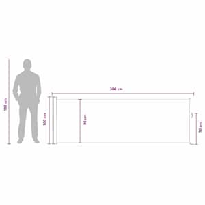 Výsuvná boční markýza 300 x 100 cm Polyester Obdélníkový - obrázek 10