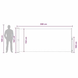 Výsuvná boční markýza 160 x 300 cm Polyester Obdélníkový Taupe - obrázek 7