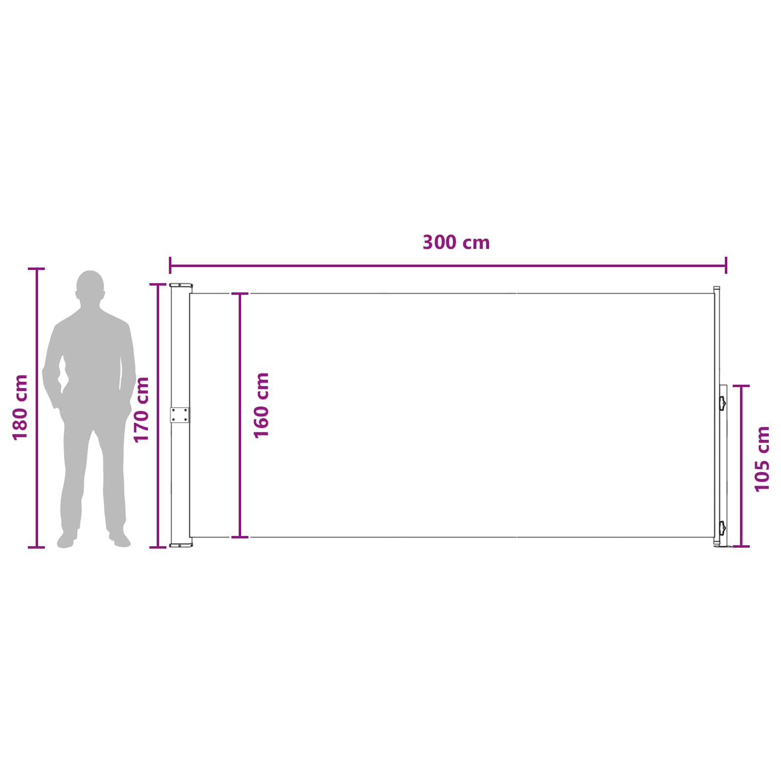 Uittrekbaar Zijscherm Taupe 300 x 170 cm Polyester image 7