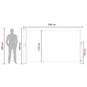 Výsuvná boční markýza 180 x 300 cm Polyester Obdélníkový Taupe - obrázek 7