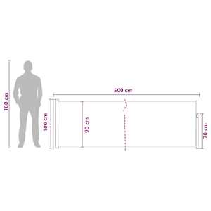 Výsuvná boční markýza 500 x 100 cm Polyester Obdélníkový Taupe - obrázek 10