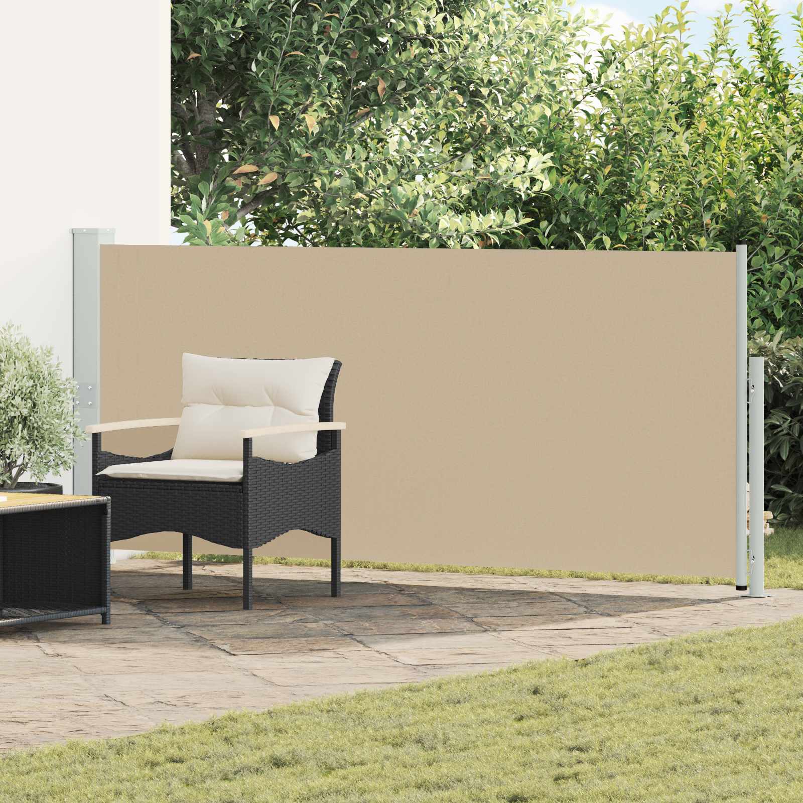 vidaXL Jaluzea laterală retractabilă Bej 500 x 117 cm Poliester