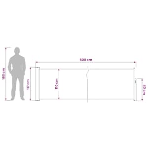 Výsuvná boční markýza 117 x 500 cm Polyester Obdélníkový Taupe - obrázek 7