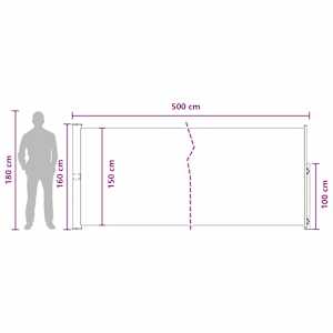 Výsuvná boční markýza 160 x 500 cm Polyester Obdélníkový Béžová - obrázek 7