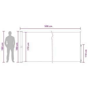 Výsuvná boční markýza 180 x 500 cm 100% polyester, železo, ocel - obrázek 7
