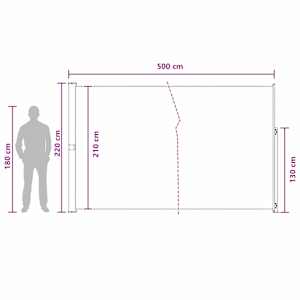 Výsuvná boční markýza 220 x 500 cm 100% polyester, železo, ocel - obrázek 7