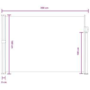 Výsuvná boční markýza 300 x 160 cm Polyester Obdélníkový - obrázek 8