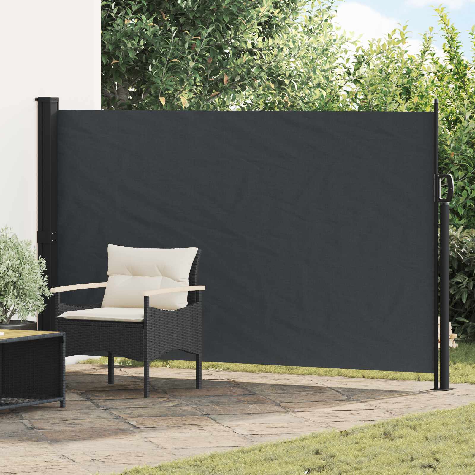 Uittrekbaar Zijscherm Zwart 300 x 170 cm Polyester image 1