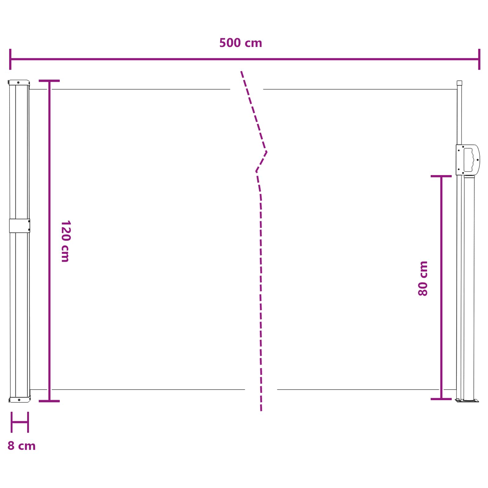 Uittrekbaar Zijscherm Zand 500 x 120 cm Polyester image 8
