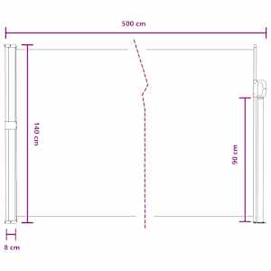 Výsuvná boční markýza 500 x 140 cm Polyester Obdélníkový - obrázek 8