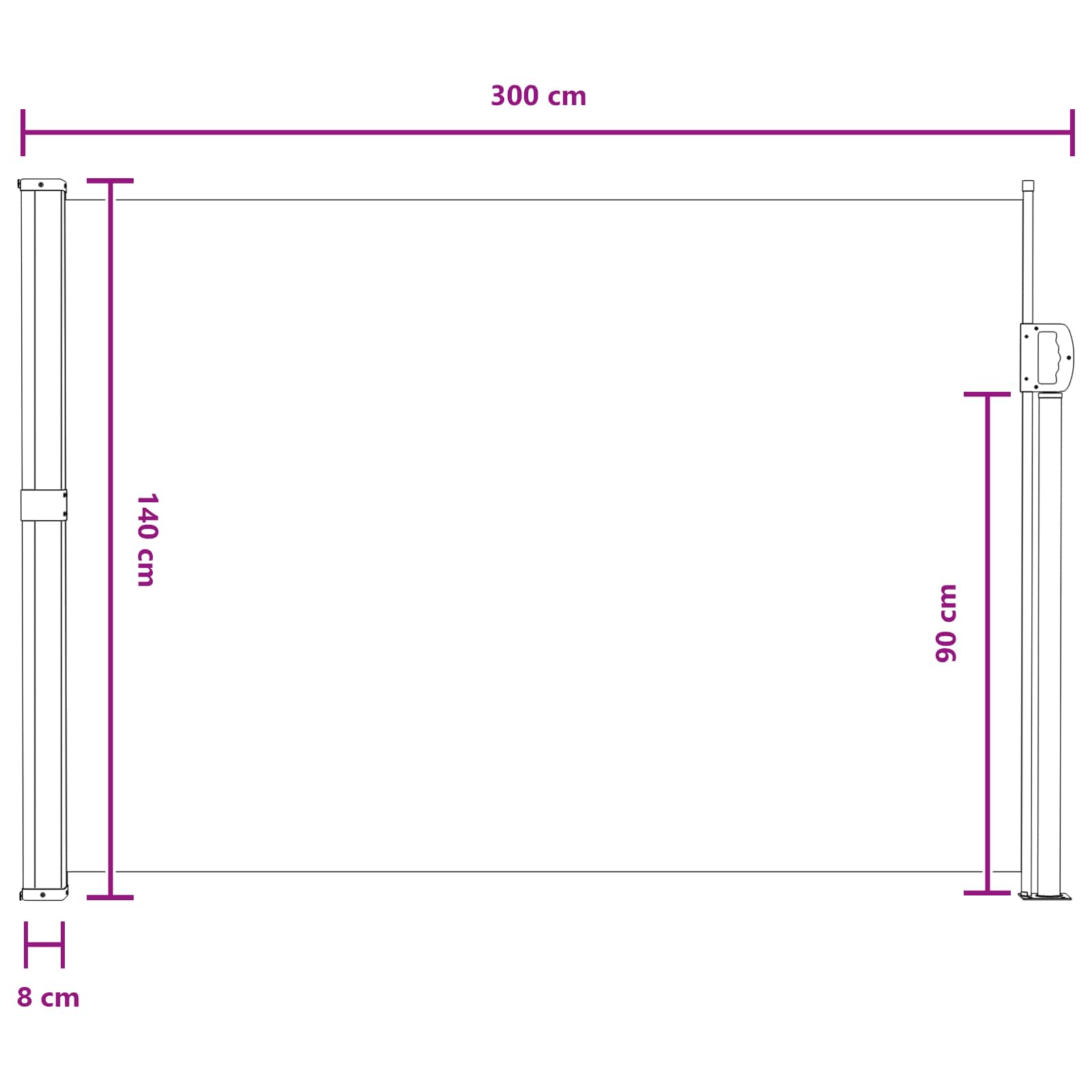 Uittrekbaar Zijscherm 100% polyester ijzer staal image 7