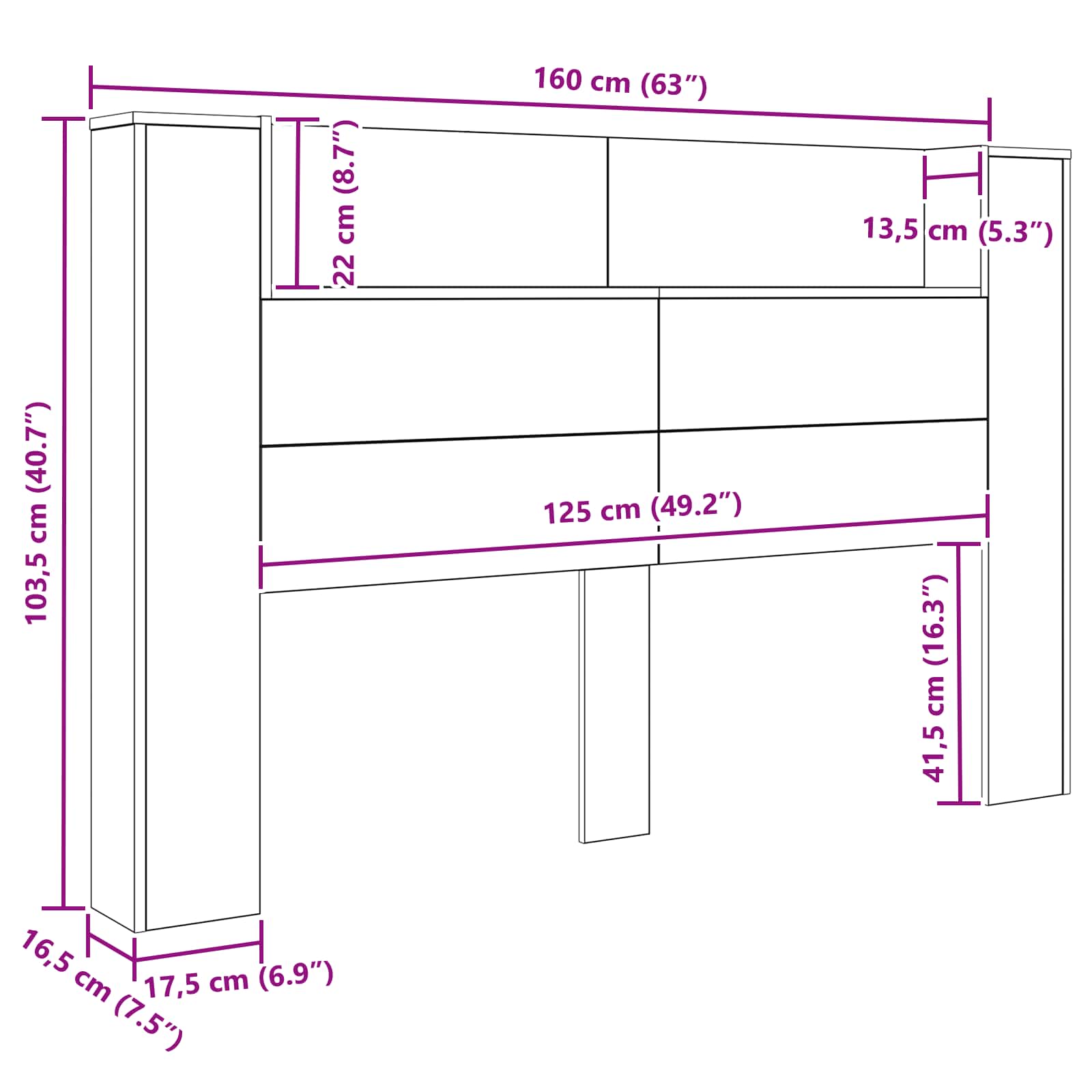 Storage Headboard size guide