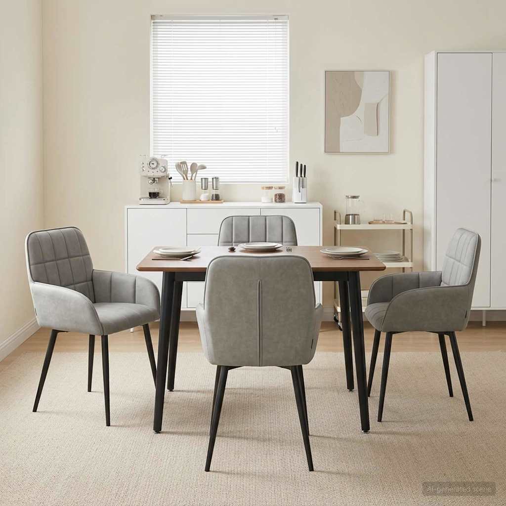 vidaXL Matstolar 4 st Sammet Ljusgr&aring; 56.5 x 50 x 85 cm