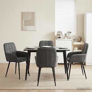 Jedilni stoli 4 pcs Žamet Temno siva 56,5 x 50 x 86 cm