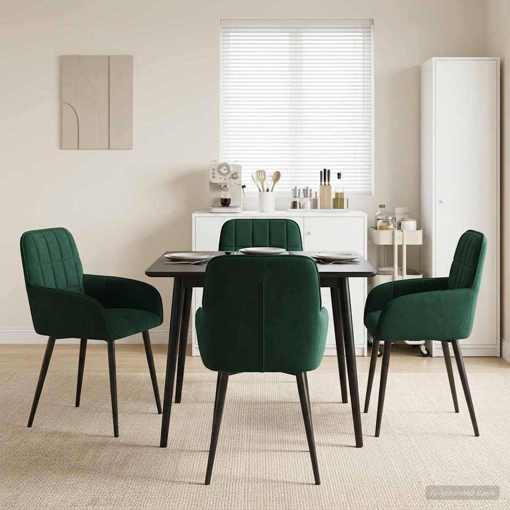vidaXL Matstolar 4 st Sammet M&ouml;rkgr&ouml;n 56.5 x 50 x 85 cm