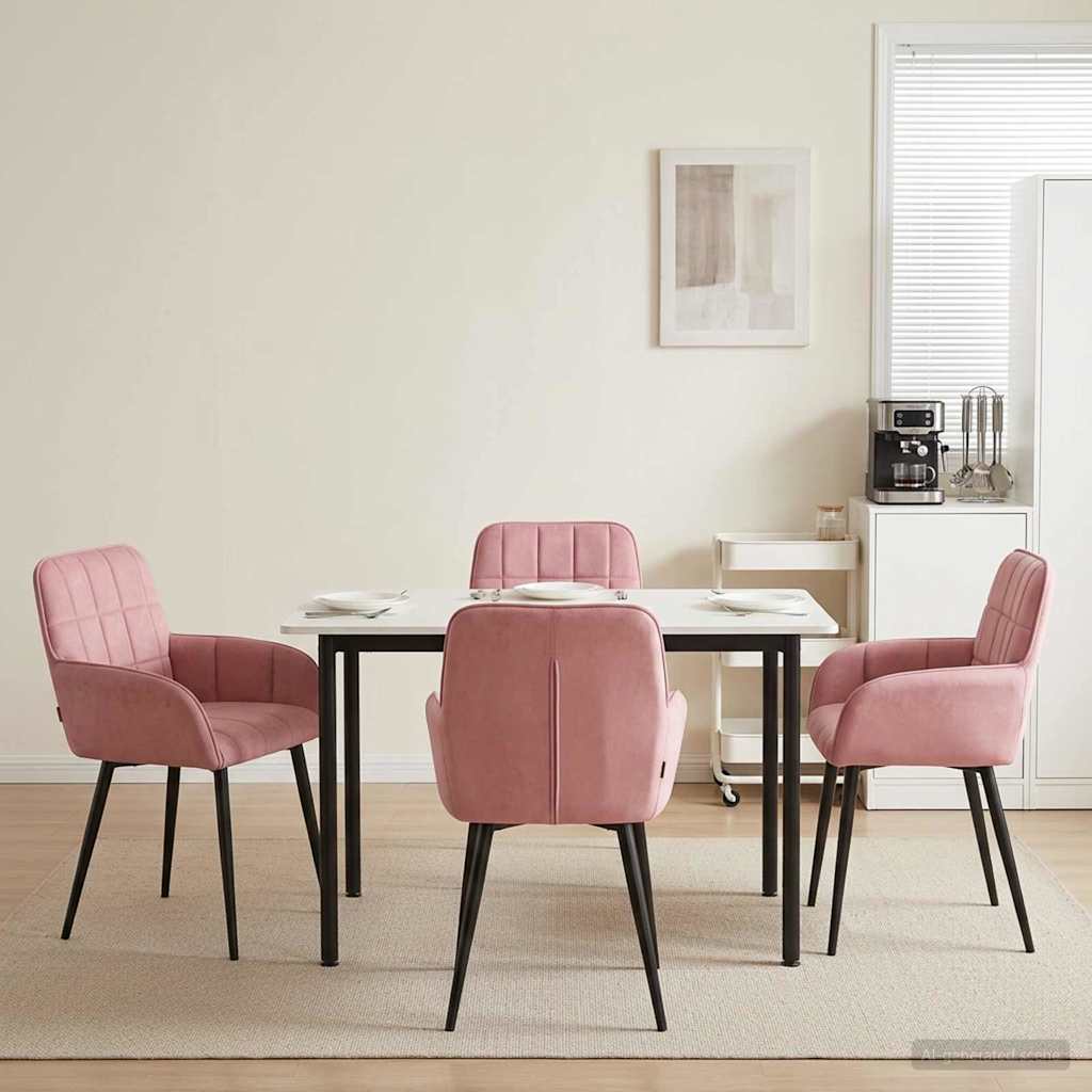 vidaXL Matstolar 4 pcs Sammet (V) Rosa 57 x 50 x 85 cm