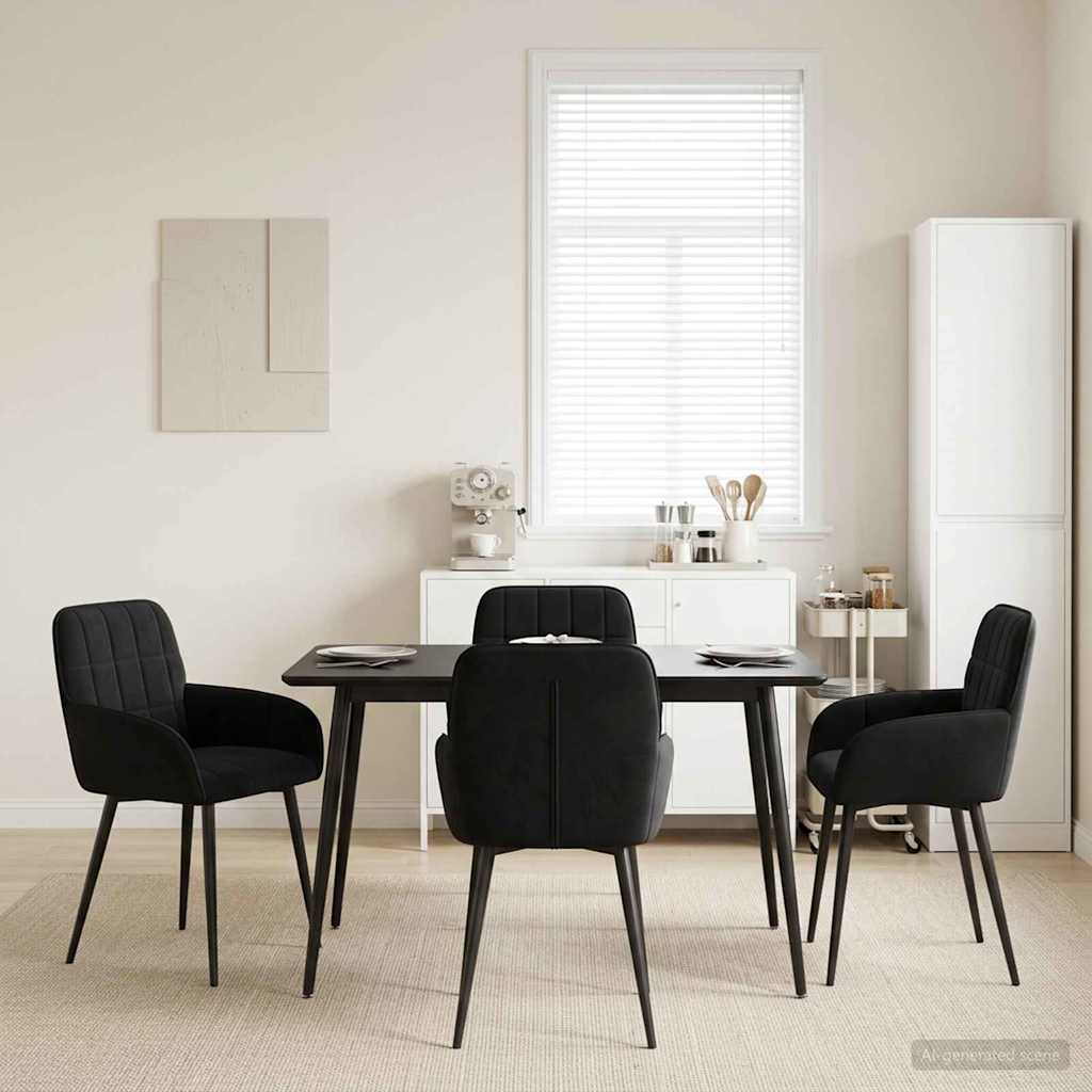 vidaXL Matstolar 4 pcs Sammet (V) Svart 57 x 50 x 85 cm