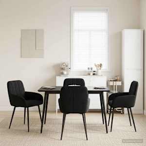 Jedilni stoli 4 pcs Žamet Črna 56,5 x 50 x 86 cm