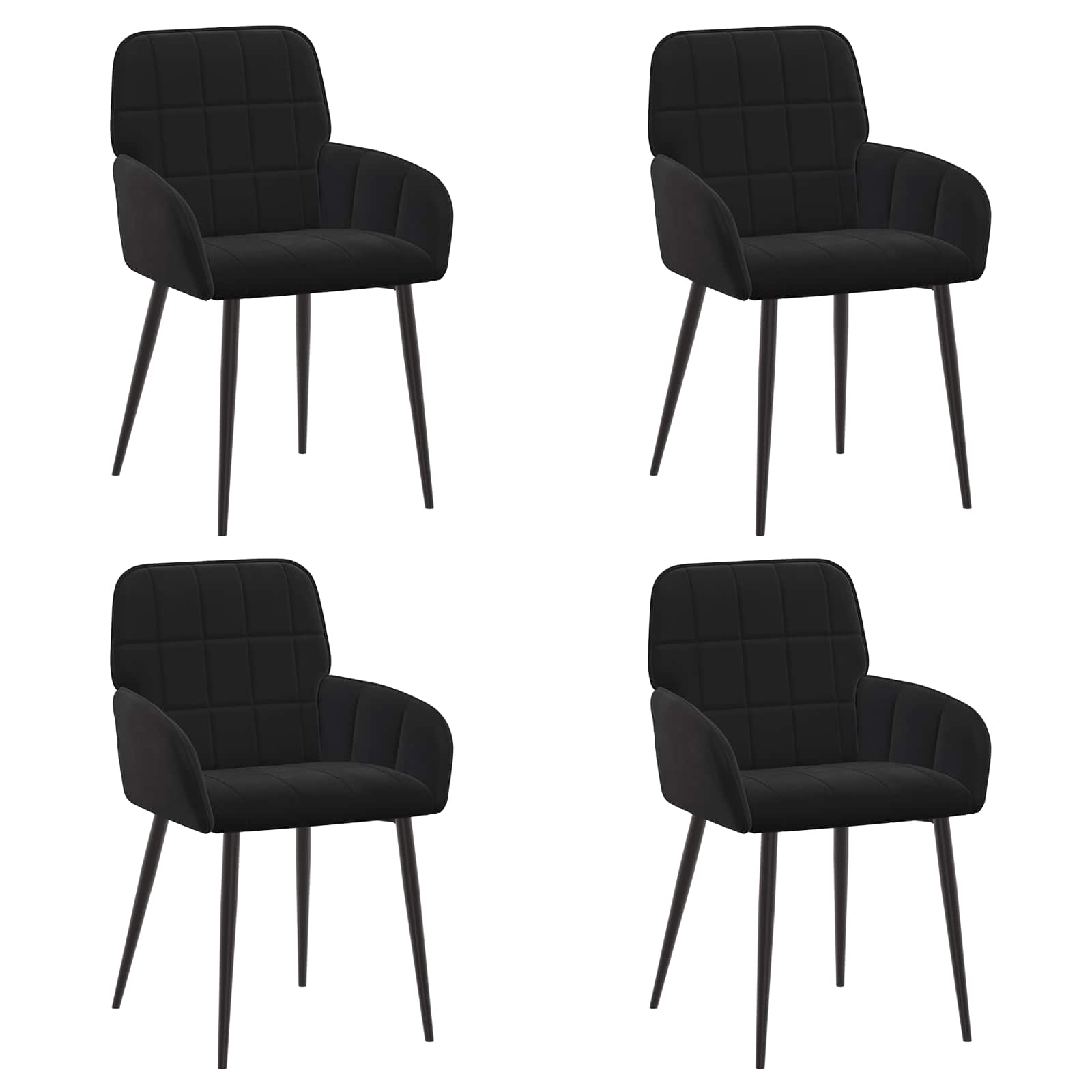 Jedilni stoli 4 pcs Žamet Črna 56,5 x 50 x 86 cm - slika 2