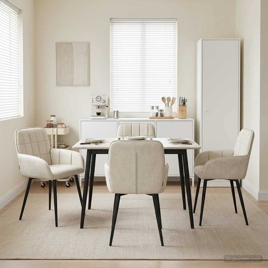 vidaXL Matstolar 4 st Sammet Gr&auml;ddvit 56.5 x 50 x 85 cm