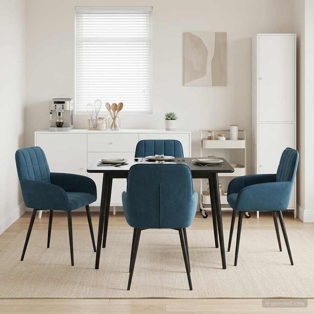 vidaXL Matstolar 4 st Sammet Bl&aring; 56.5 x 50 x 85 cm