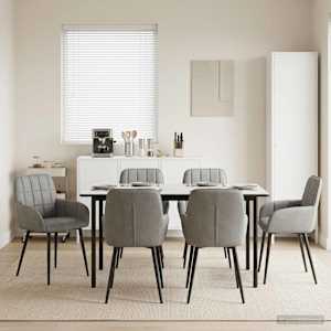 Jedilni stoli 6 pcs Žamet Svetlo siva 56,5 x 50 x 86 cm