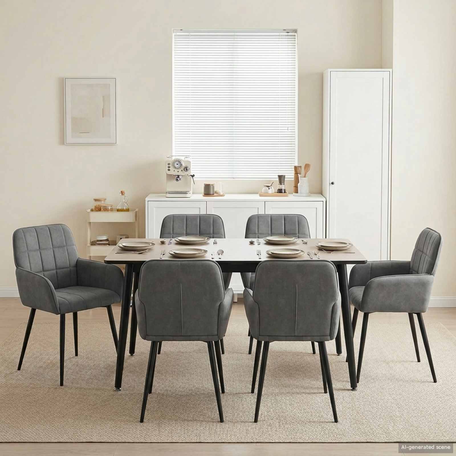 vidaXL Matstolar 6 pcs Sammet (V) Mörkgrå 57 x 50 x 85 cm