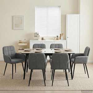 Jedilni stoli 6 pcs Žamet Temno siva 56,5 x 50 x 86 cm