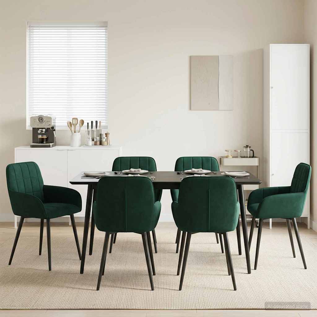 vidaXL Matstolar 6 st Sammet Mörkgrön 56.5 x 50 x 85 cm