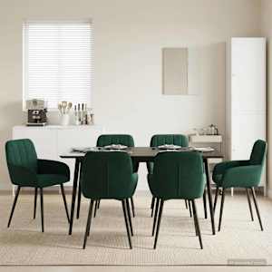 Jedilni stoli 6 pcs Žamet Temno zelena 56,5 x 50 x 86 cm