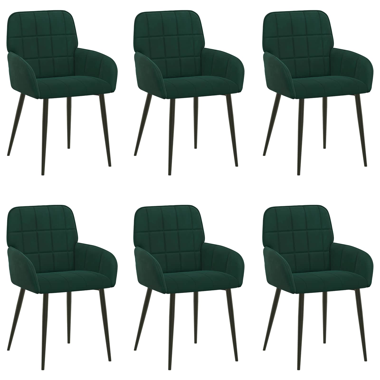 Jedilni stoli 6 pcs Žamet Temno zelena 56,5 x 50 x 86 cm - slika 2