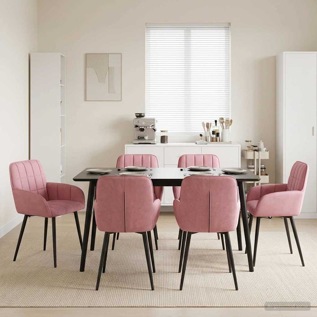 vidaXL Matstolar 6 pcs Sammet (V) Rosa 57 x 50 x 85 cm