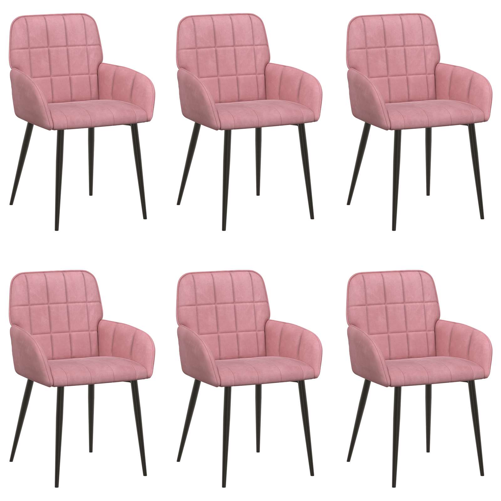 vidaXL Jedilni stoli 6 pcs Žamet Roza 57 x 50 x 85 cm - slika 2