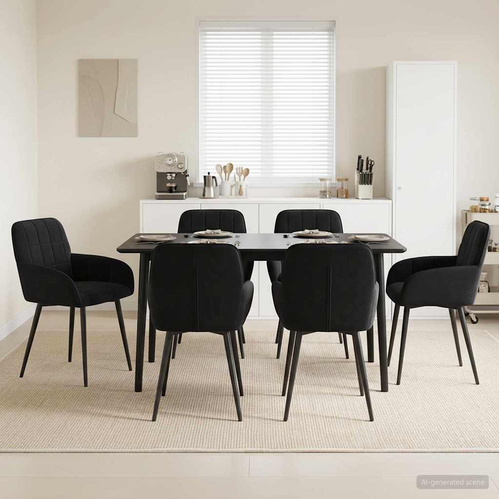 vidaXL Matstolar 6 st Sammet Svart 56.5 x 50 x 85 cm