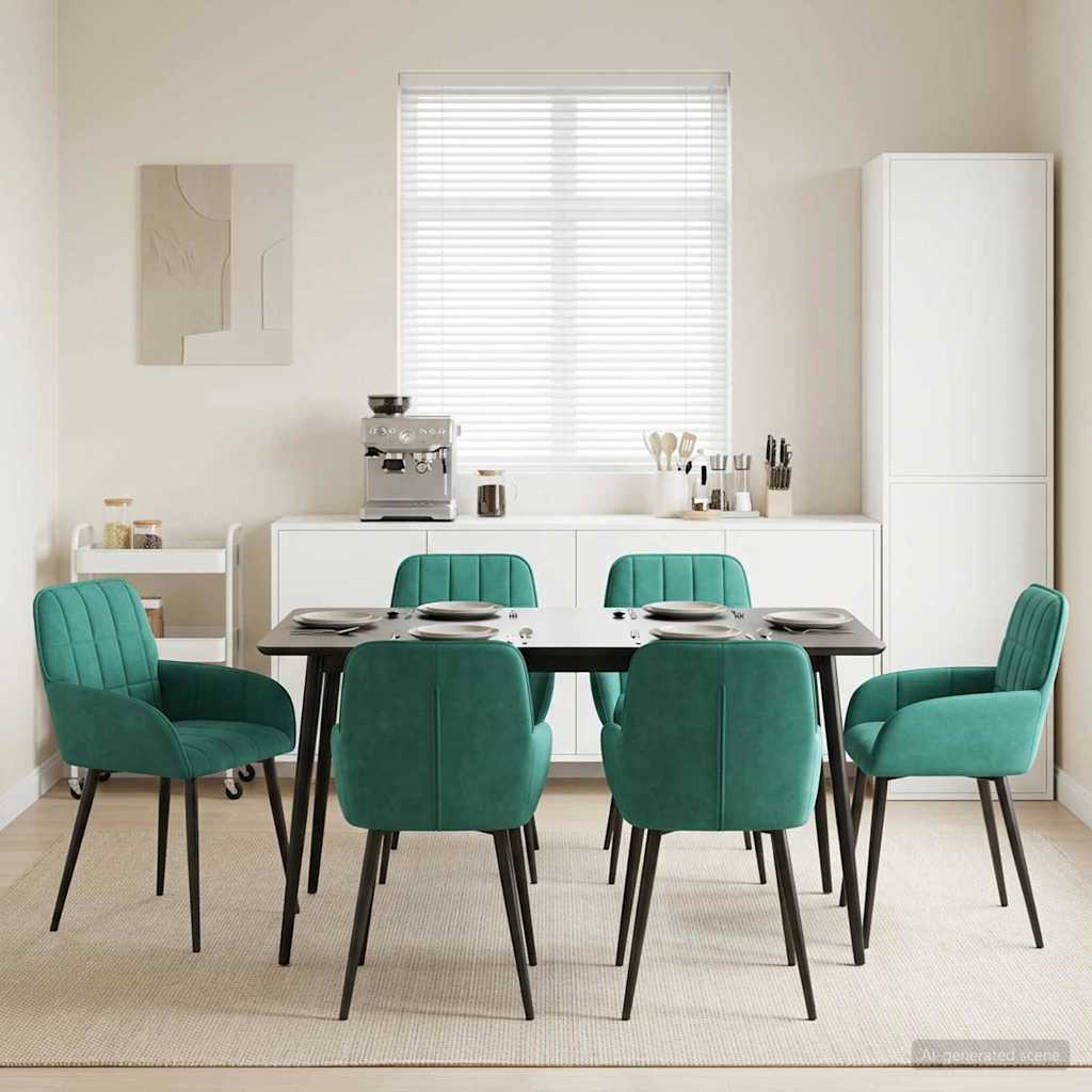 vidaXL Matstolar 6 st Sammet Turkos 56.5 x 50 x 85 cm