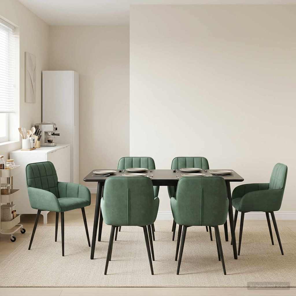 vidaXL Matstolar 6 pcs Sammet (V) Havgrön 57 x 50 x 85 cm