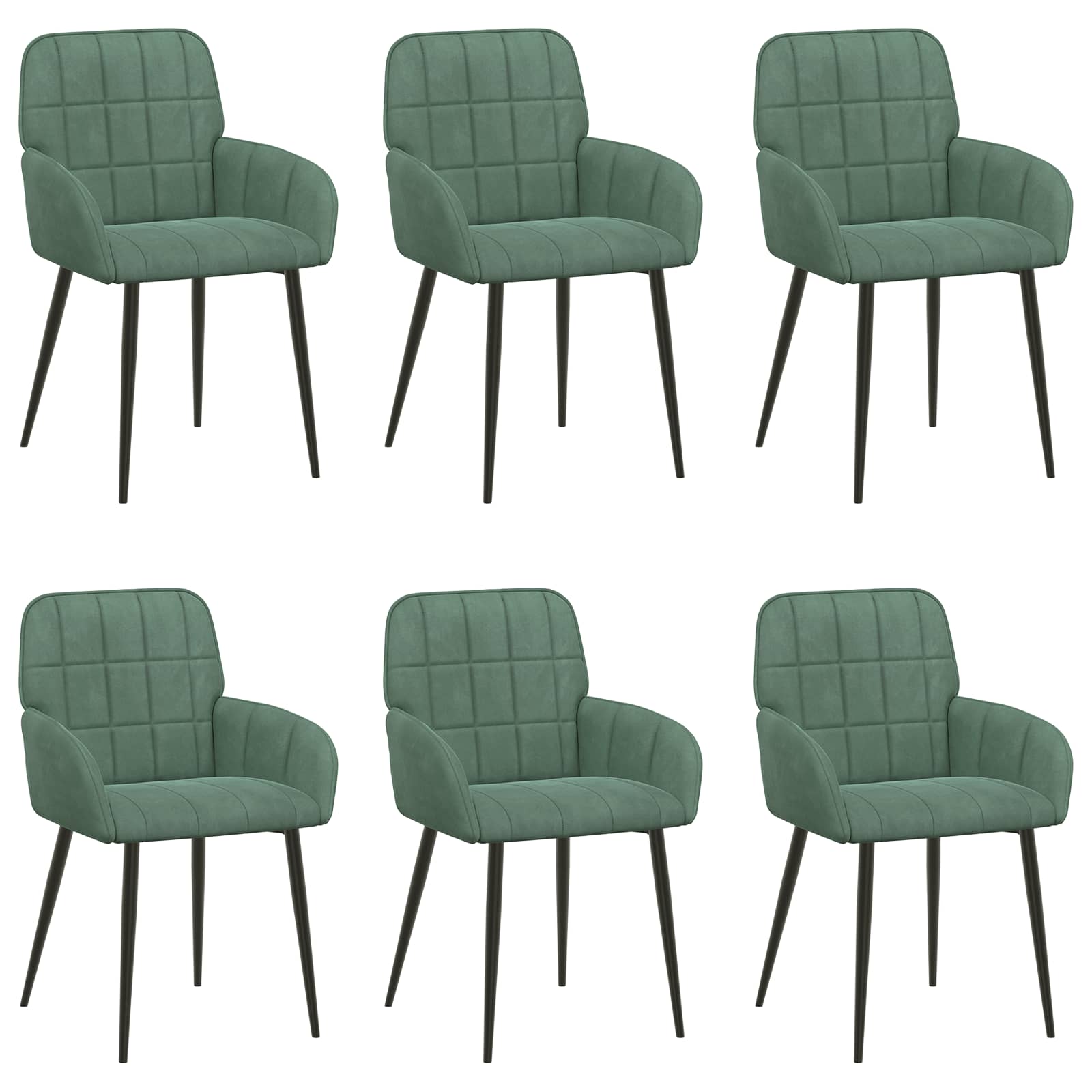 vidaXL Jedilni stoli 6 pcs Žamet Morsko zelena 57 x 50 x 85 cm - slika 2