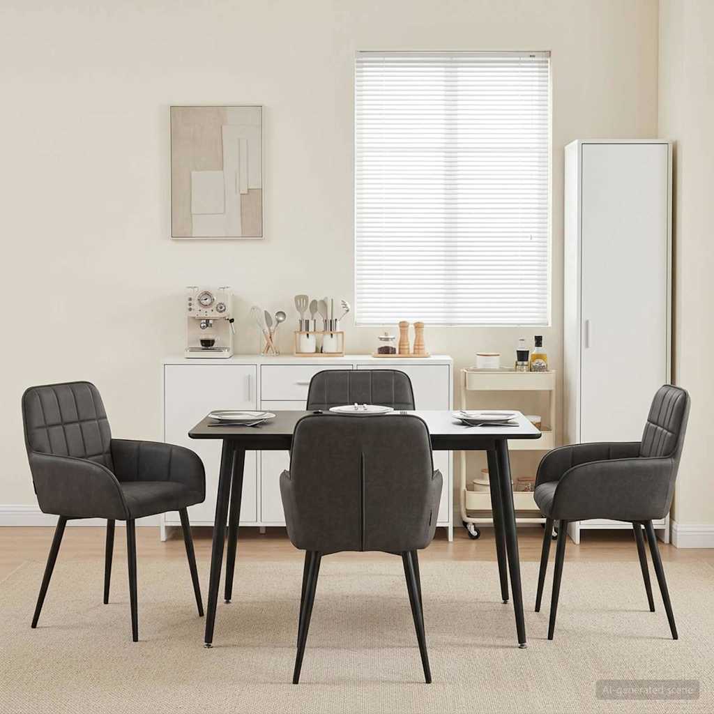 vidaXL Matstolar 4 pcs Konstläder Svart 57 x 50 x 85 cm